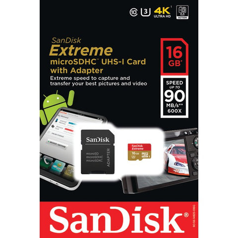 SANDISK SDSQXNE-016G-AN6MA SanDisk Extreme(R) microSDHC(TM) Memory Card with Adapter (16GB)