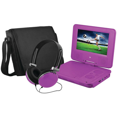 EMATIC EPD707PR 7" Portable DVD Player Bundles (Purple)