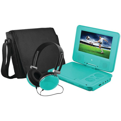 EMATIC EPD707TL 7" Portable DVD Player Bundles (Teal)