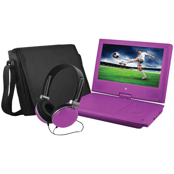 EMATIC EPD909PR 9" Portable DVD Player Bundles (Purple)