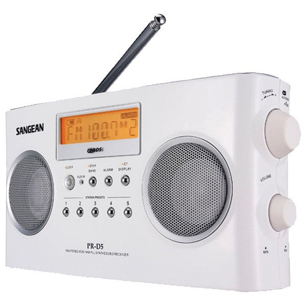 SANGEAN PRD5 Digital Portable Stereo Receivers with AM-FM Radio (White)