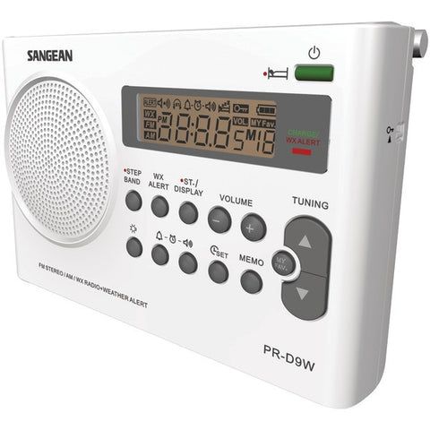 SANGEAN PR-D9W Portable AM-FM-NOAA Alert Radio with Rechargeable Battery