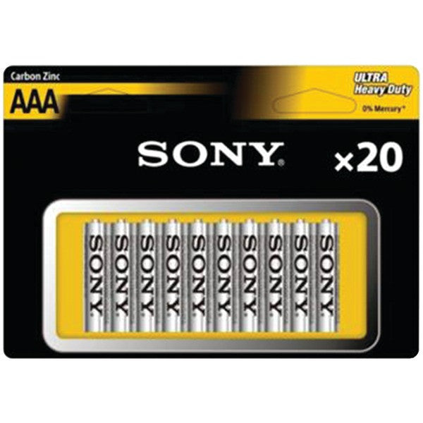 SONY R03NUB20A Heavy-Duty Carbon Zinc AAA Batteries, 20 pk