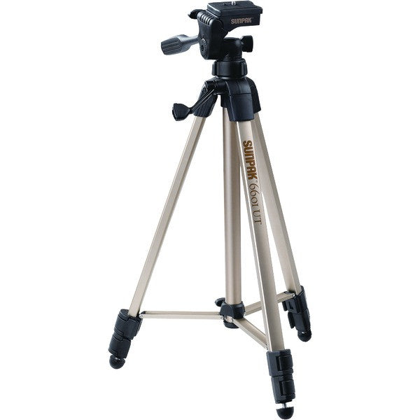 SUNPAK 620-060 Tripod with 3-Way Pan Head (Folded height: 20.3"; Extended height: 58.32"; Weight: 2.8lbs; Includes 2nd quick-release plate)