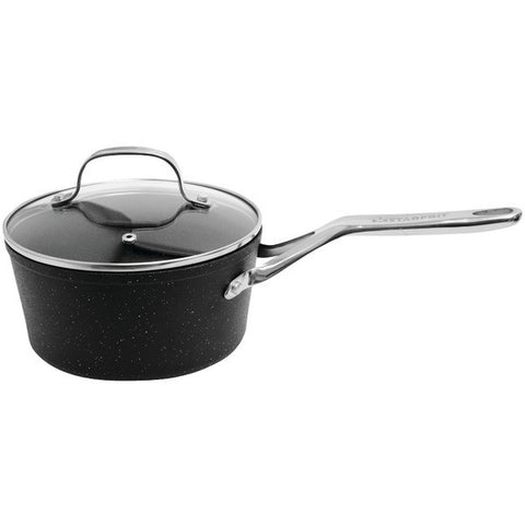 THE ROCK by Starfrit 060316-002-0000 THE ROCK(TM) by Starfrit Saucepan with Glass Lid & Stainless Steel Handles (3-Quart)