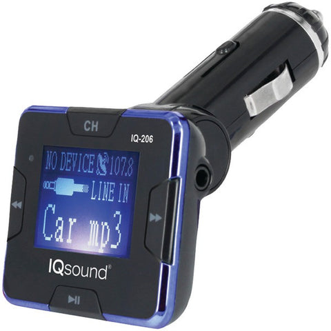 Supersonic IQ-206 BLUE Wireless FM Transmitter with 1.4" Display (Blue)
