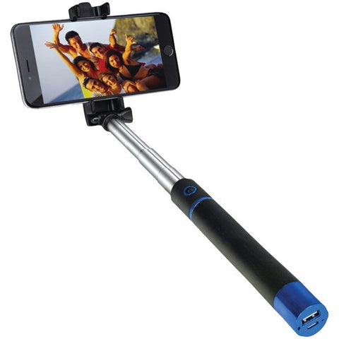 Supersonic SC-1620SBT BLUE Pocket-Pro Selfie Action Stick with Bluetooth(R);& Rechargeable Battery (Blue)