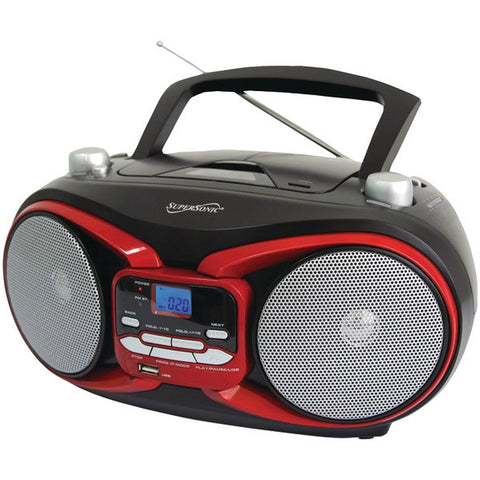 Supersonic SC-504 RED Portable MP3 & CD Player with AM-FM Radio (Red)