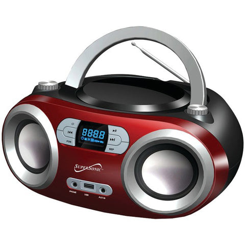 Supersonic SC-509BT RED Portable Bluetooth(R) Audio System (Red)