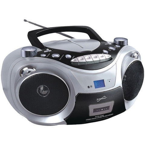 Supersonic SC-709 SILVER Portable MP3 & CD Player with Cassette Recorder & AM-FM Radio (Silver)