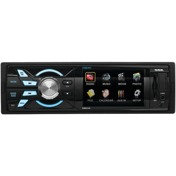 SOUNDSTORM SM316 3.2" Single-DIN In-Dash Digital Media Receiver with Widescreen Digital TFT Monitor