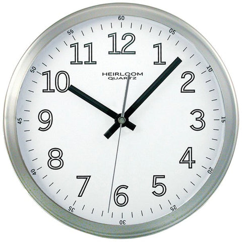 TIMEKEEPER 2253 9" Brushed Metal Round Wall Clock (White Face)