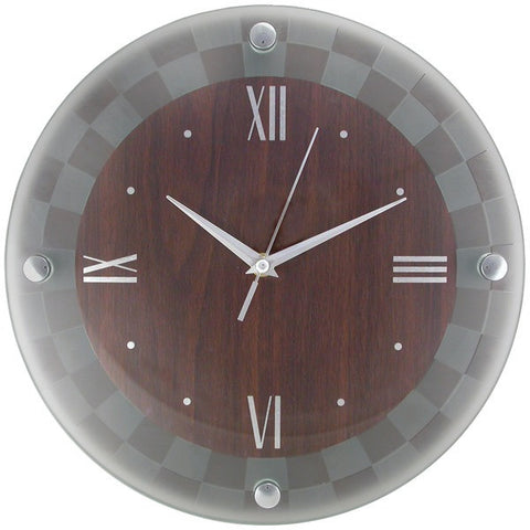 TIMEKEEPER 6986D 12" Round Wall Clock with Sand-Blasted Glass Floating Dial (Checkerboard)