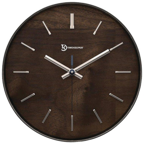 TIMEKEEPER A4003FW 11" Hastings Walnut Wall Clock with Chrome Accent