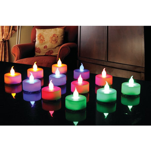 North Point GM8245 12-Piece Multicolored LED Tealight Set with 3 Batteries