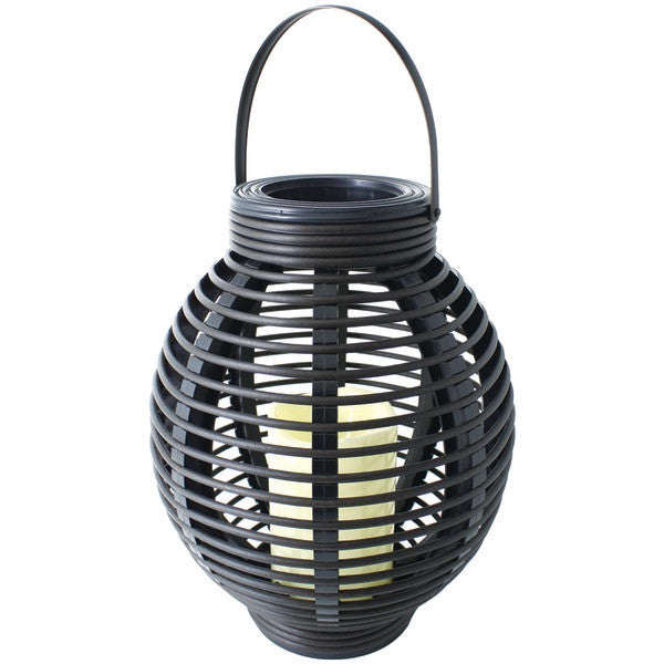 North Point GM8281 12" Rustic Resin Black Rattan Candle