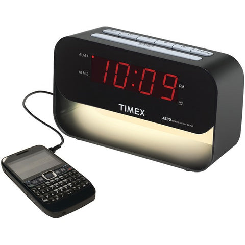 TIMEX T128B Decorative XBBU Dual Alarm Clock with USB Charging & Night-Light