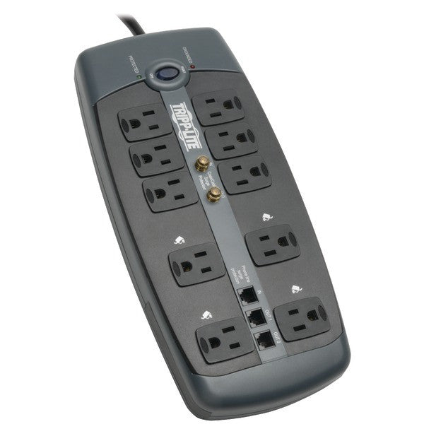 TRIPP LITE TLP1008TELTV 10-Outlet Surge Protector with Telephone Protection (With Coaxial-Modem Protection, 3,345 Joules)