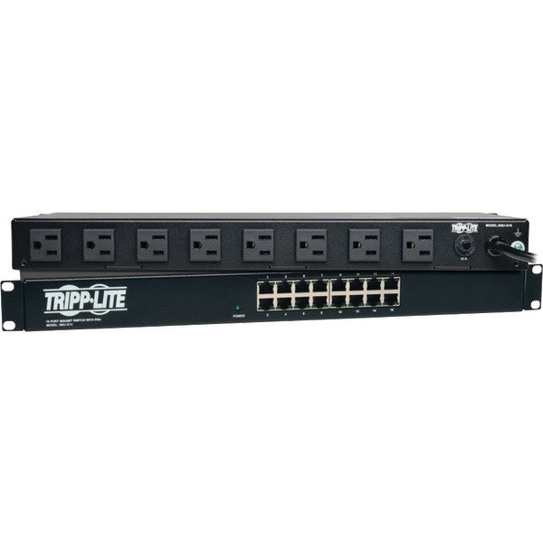 TRIPP LITE NSU-G16 16-Port Gigabit Ethernet Switch with 8-Outlet Power Distribution Unit