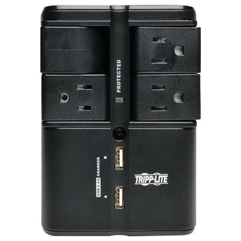 TRIPP LITE SK40RUSBB 4-Outlet Rotatable Surge Protector with 2 USB Ports