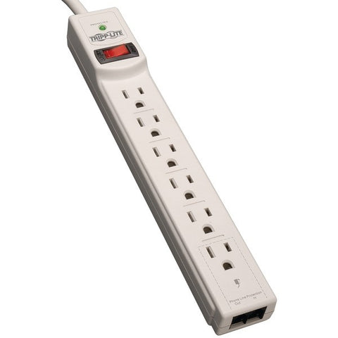 TRIPP LITE TLP604TEL 6-Outlet Surge Protector;(Telephone & DSL Protection, 4ft Cord)