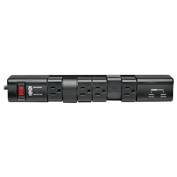 TRIPP LITE TLP608RUSBB 6-Outlet Rotatable Surge Protector with 2 USB Ports