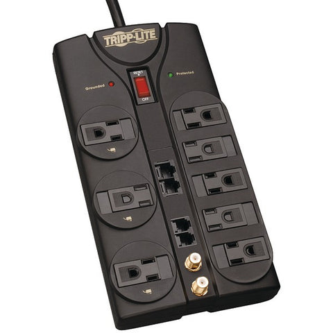 TRIPP LITE TLP810NET 8-Outlet Surge Protector (3,240 Joules; 10ft cord; Modem-coaxial-Ethernet protection; $250,000 Ultimate Lifetime Insurance)