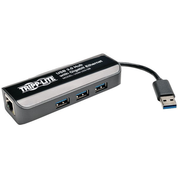 TRIPP LITE U336-U03-GB USB 3.0 SuperSpeed to Gigabit Ethernet NIC Network Adapter with 3-Port Hub