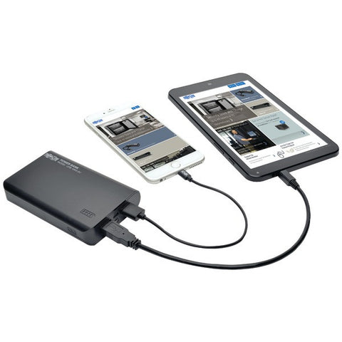 TRIPP LITE UPB-10K0-2U Portable Dual-Port Mobile Power Bank USB Battery Charger with LED Flashlight (10,000mAh)
