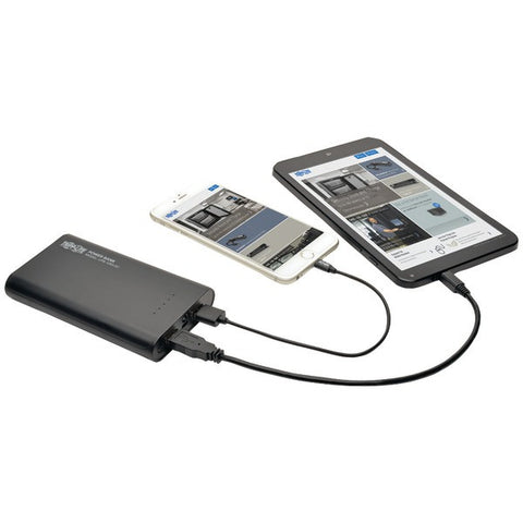 TRIPP LITE UPB-12K0-2U Portable Dual-Port Mobile Power Bank USB Battery Charger with LED Flashlight (12,000mAh)
