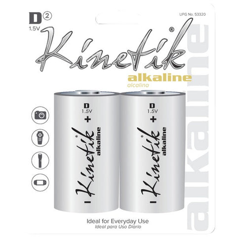 KINETIK 53320 Alkaline Batteries (D, Carded, 2 pk)