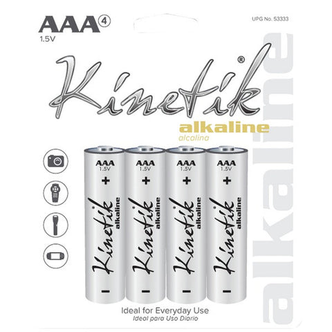 KINETIK 53833 Alkaline Batteries (AAA, Carded, 4 pk)