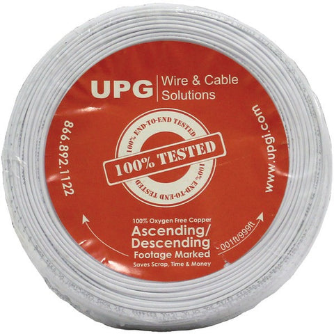 UPG 77021 22-Gauge, 2-Conductor Alarm White Cable, 500ft Coil Pack (Solid)