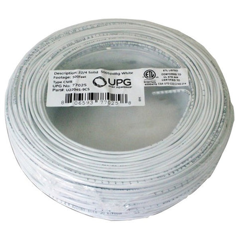 UPG 77025 22-Gauge, 4-Conductor Alarm White Cable, 500ft Coil Pack (Solid)