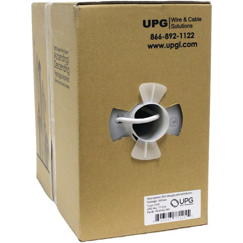 UPG 77125 RG6 CCS Quad-Shield Cable, 500ft (White)