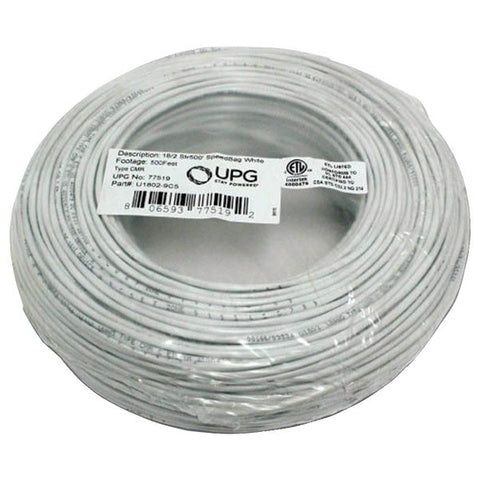 UPG 77519 18-Gauge, 2-Conductor Striped Control White Cable, 500ft Coil Pack