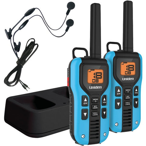UNIDEN GMR4055-2CKHS 40-Mile 2-Way FRS-GMRS Radios with Headsets (Blue; NiMH Batteries)
