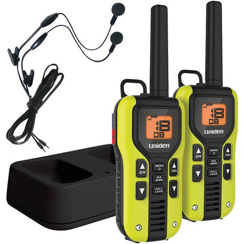 UNIDEN GMR4060-2CKHS 40-Mile 2-Way FRS-GMRS Radios with Headset (Yellow; Li-Ion Batteries)