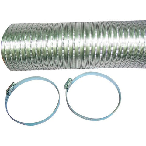 DEFLECTO A048MX-9 Semi-Rigid Flexible Aluminum Duct (4" x 8ft; With 2 metal worm drive clamps)