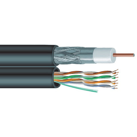 VEXTRA V6C5E Siamese RG6 Coaxial-CAT-5E Cable, 1,000ft