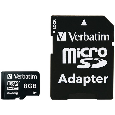 VERBATIM 44081 microSDHC(TM) Card with Adapter (8GB; Class 10))