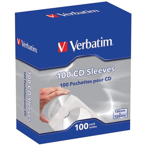 VERBATIM 49976 CD-DVD Paper Sleeves with Clear Window, 100 pk