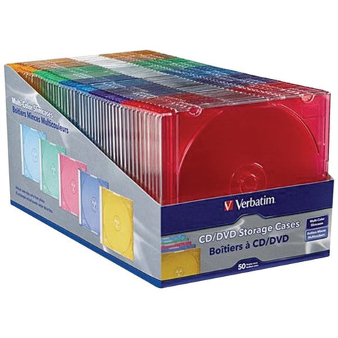VERBATIM 94178 Color CD-DVD Slim Cases, 50 pk