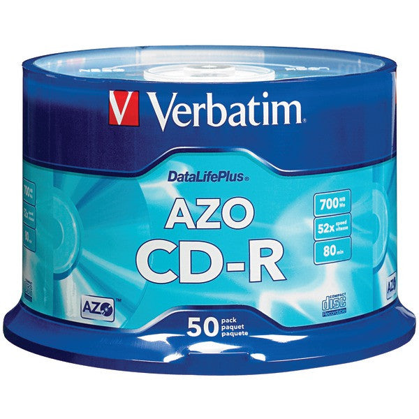 VERBATIM 94523 700MB 80-Minute 52x DataLifePlus(R) CD-Rs, Branded 50-ct Spindle