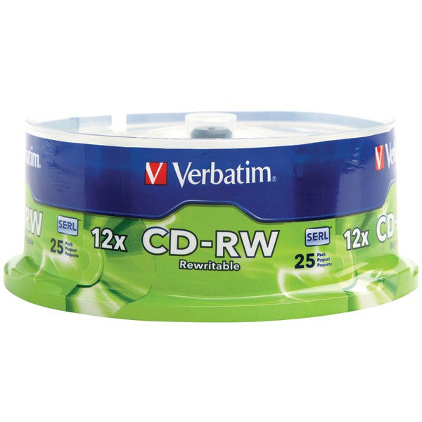 VERBATIM 95155 700MB 80-Minute 4x-12x High-Speed CD-RWs, 25-ct Spindle