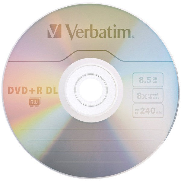 VERBATIM 95311 8.5GB 8x Branded AZO DVD+R DLs, 5 pk with Slim Cases