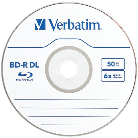 VERBATIM 97335 BD-R DL 50GB 6X Branded Blu-ray Disc(R), 10-ct Spindle