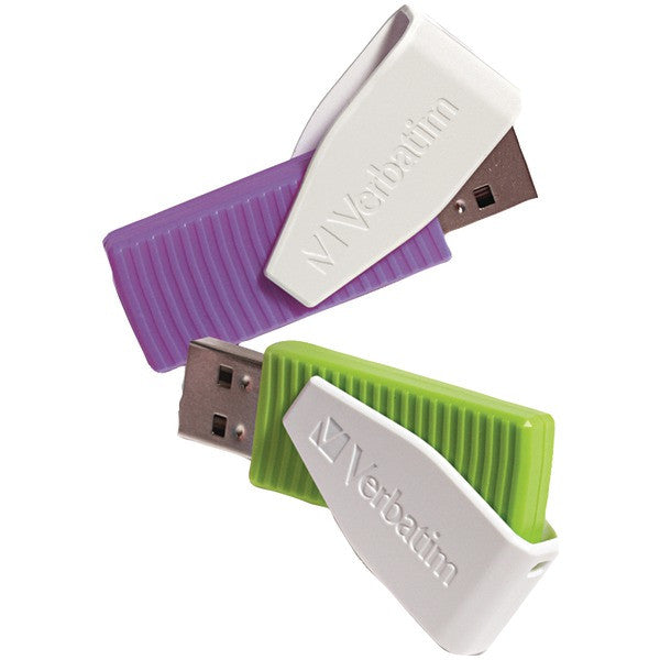 VERBATIM 98425 Store 'n' Go(R) Swivel USB Drives (16GB; 2 pk; Green-Violet)