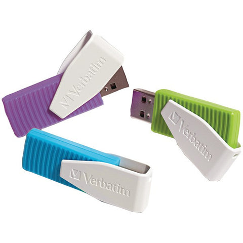 VERBATIM 98426 Store 'n' Go(R) Swivel USB Drives (8GB; 3 pk; Blue-Green-Violet)