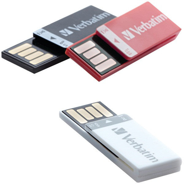 VERBATIM 98674 8GB Clip It USB Drives, 3 pk